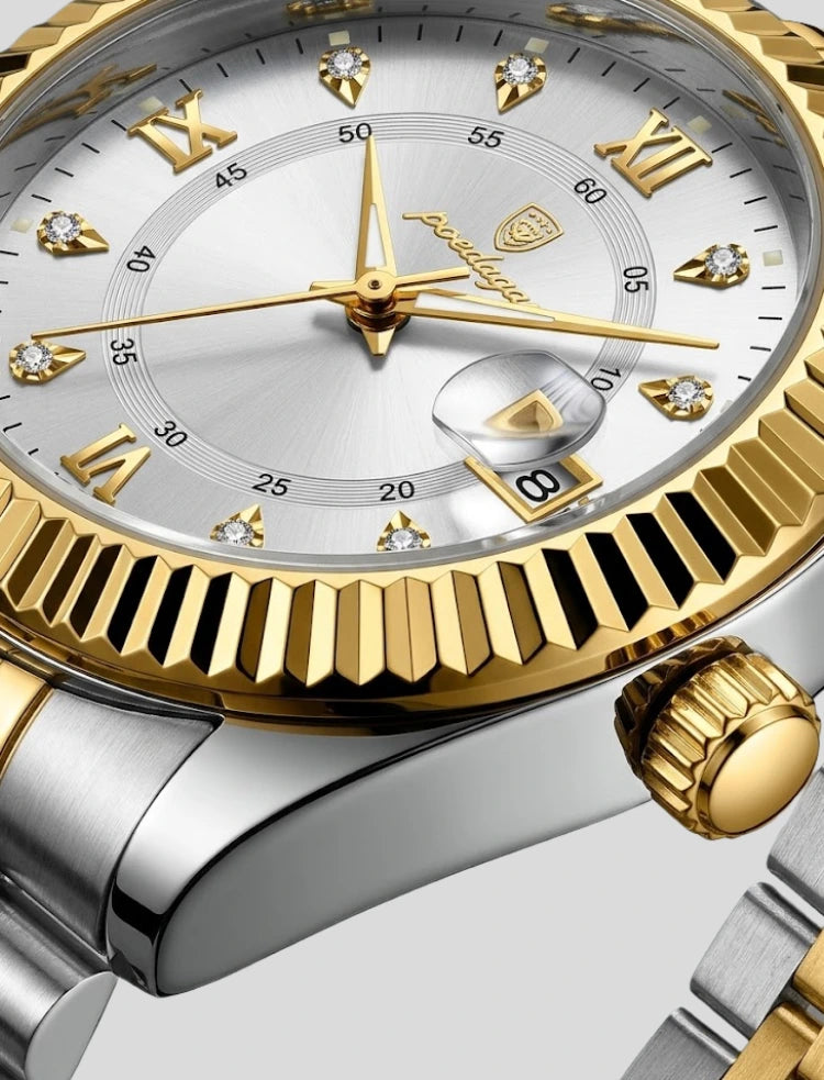 Poedgar President Herrenuhr aus Edelstahl, rund