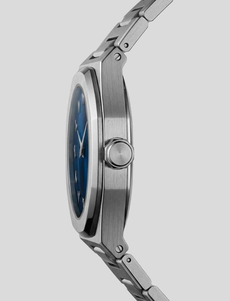 Strong Foundation Herren-Armbanduhr aus silberfarbenem Metall mit arabischem Zifferblatt