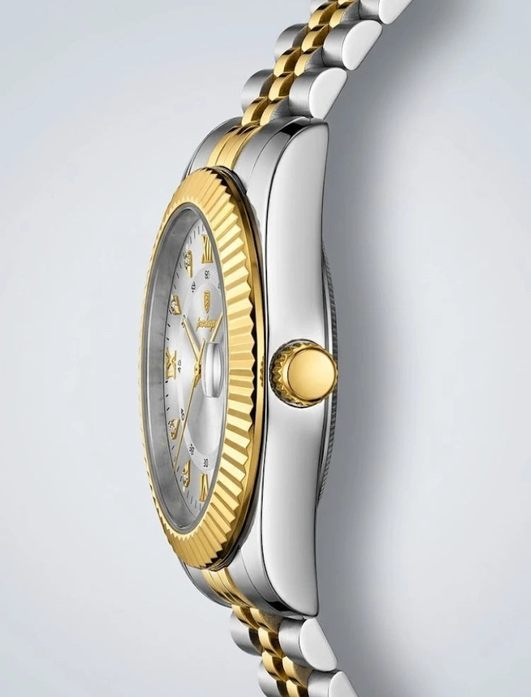 Poedgar President Herrenuhr aus Edelstahl, rund